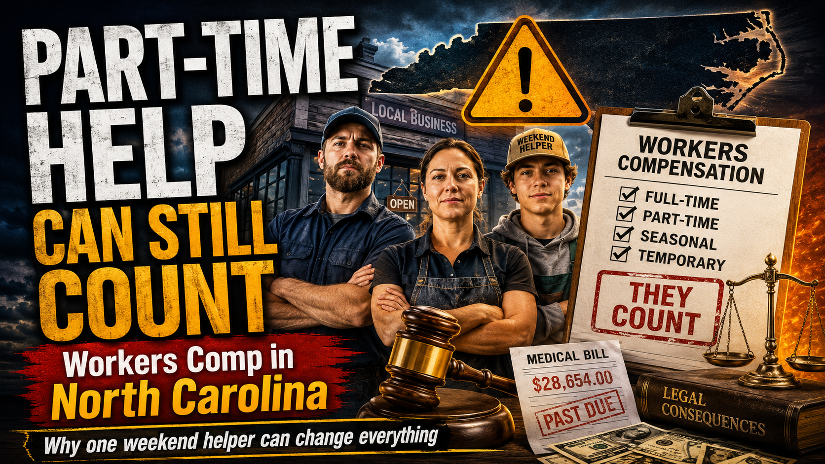 Workers comp North Carolina document explaining whether part-time seasonal and temporary employees count toward coverage requirements
