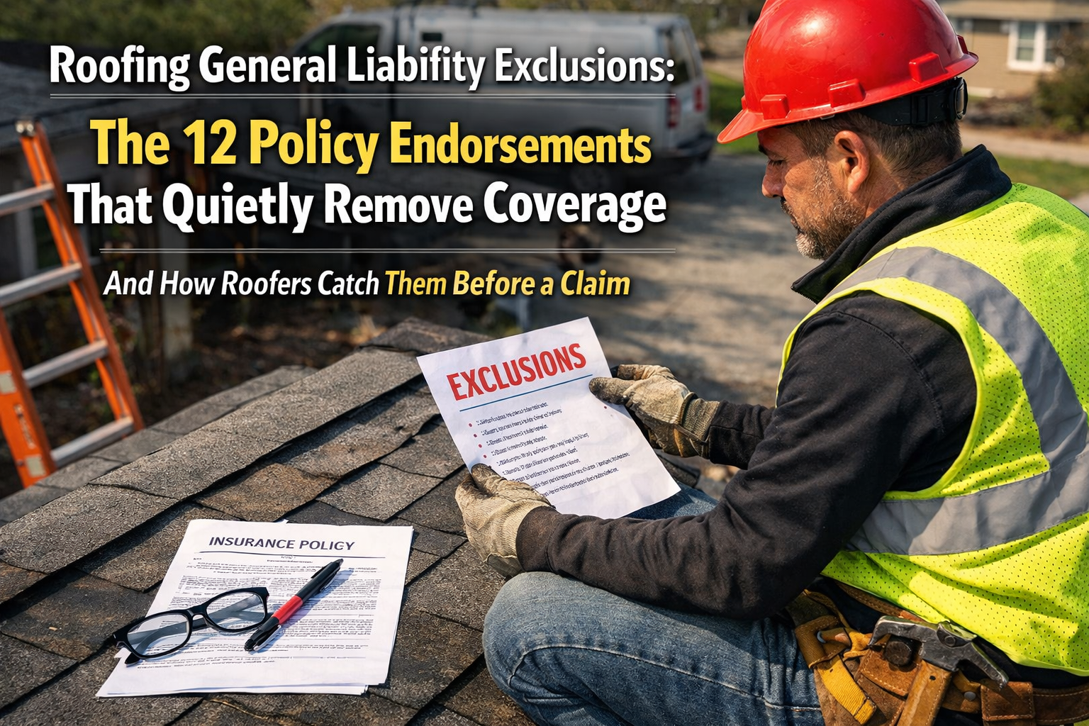 Roofing general liability exclusions and endorsement review for a roofing contractor