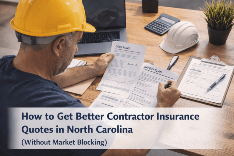 North Carolina contractor reviewing commercial insurance options with independent broker