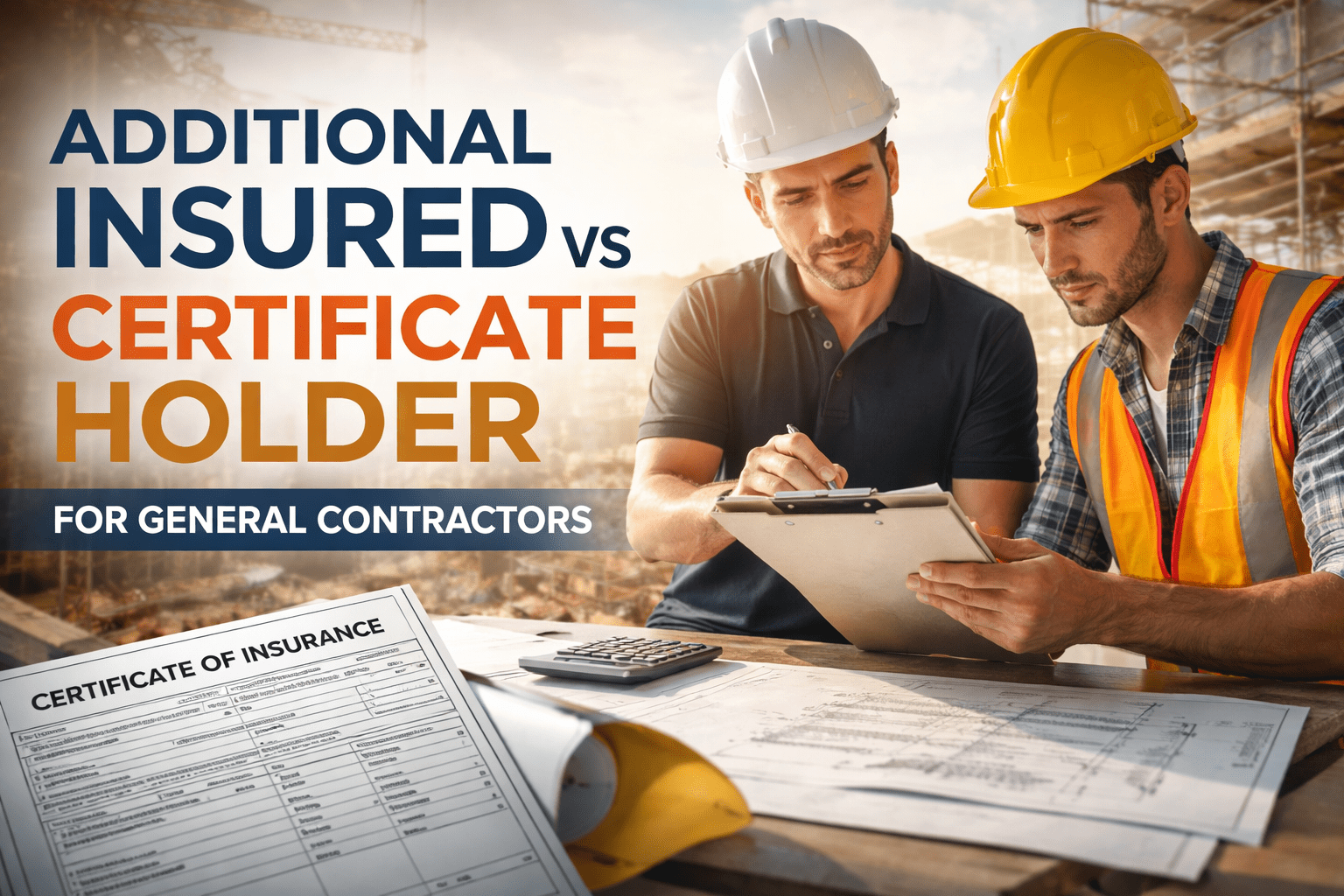 Additional insured vs certificate holder explained for North Carolina general contractors reviewing subcontractor insurance paperwork