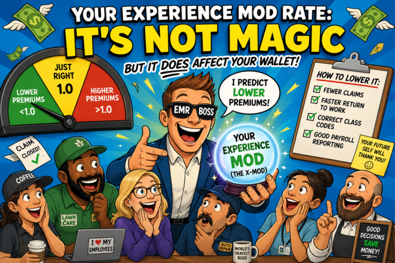 Experience modification rate in North Carolina workers comp with EMR gauge, claims review, and premium impact checklist