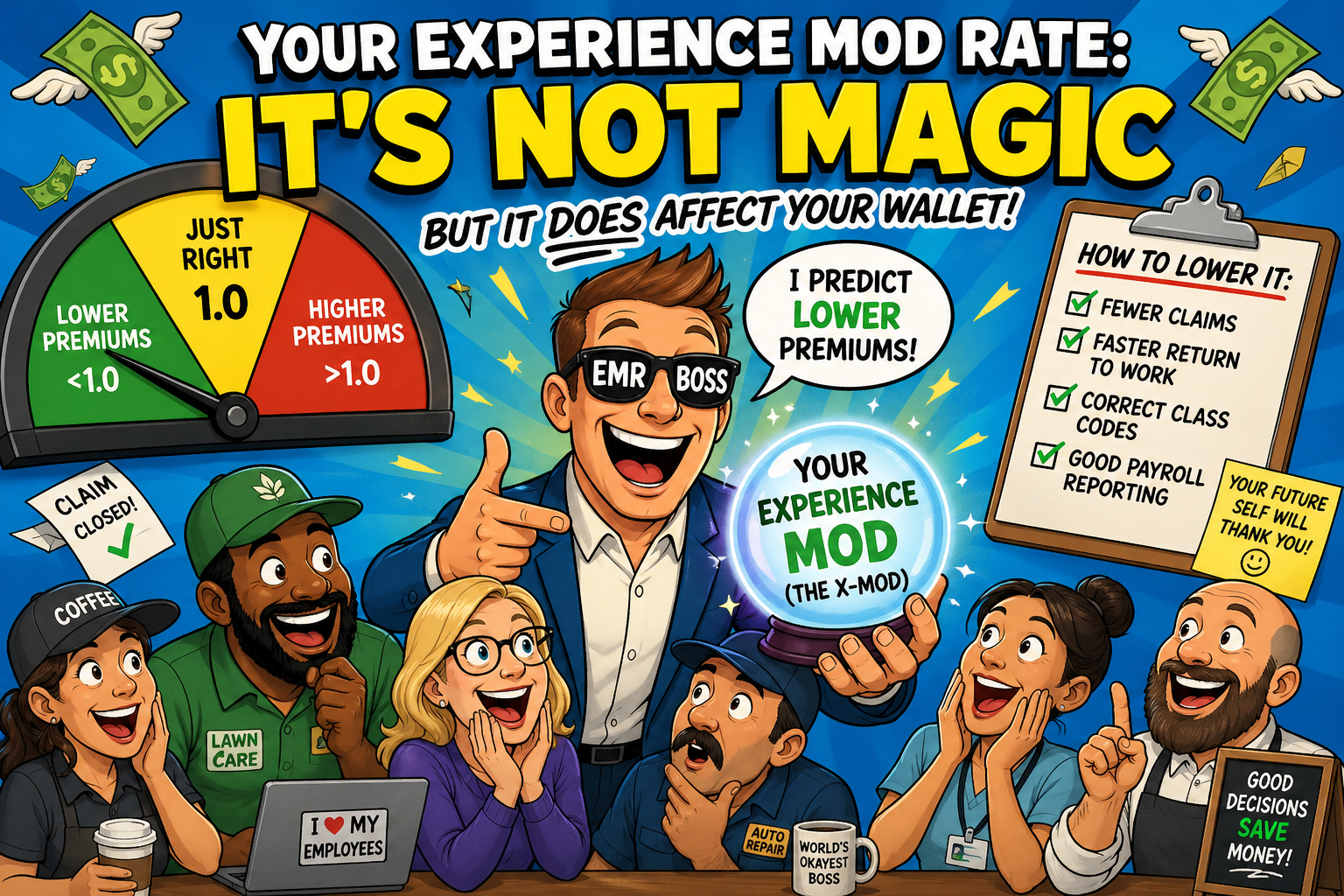 Experience modification rate in North Carolina workers comp with EMR gauge, claims review, and premium impact checklist