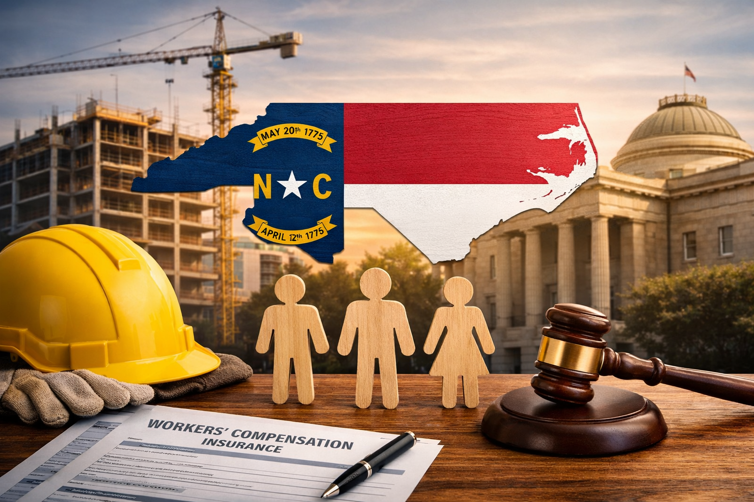 North Carolina workers comp requirements 2026 showing the 3 employee rule, owner exemptions, and contractor subcontractor risk