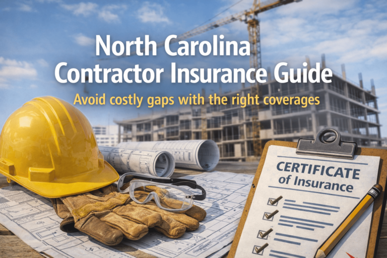 North Carolina contractor insurance guide for general liability, workers compensation, commercial auto, inland marine, and umbrella coverage