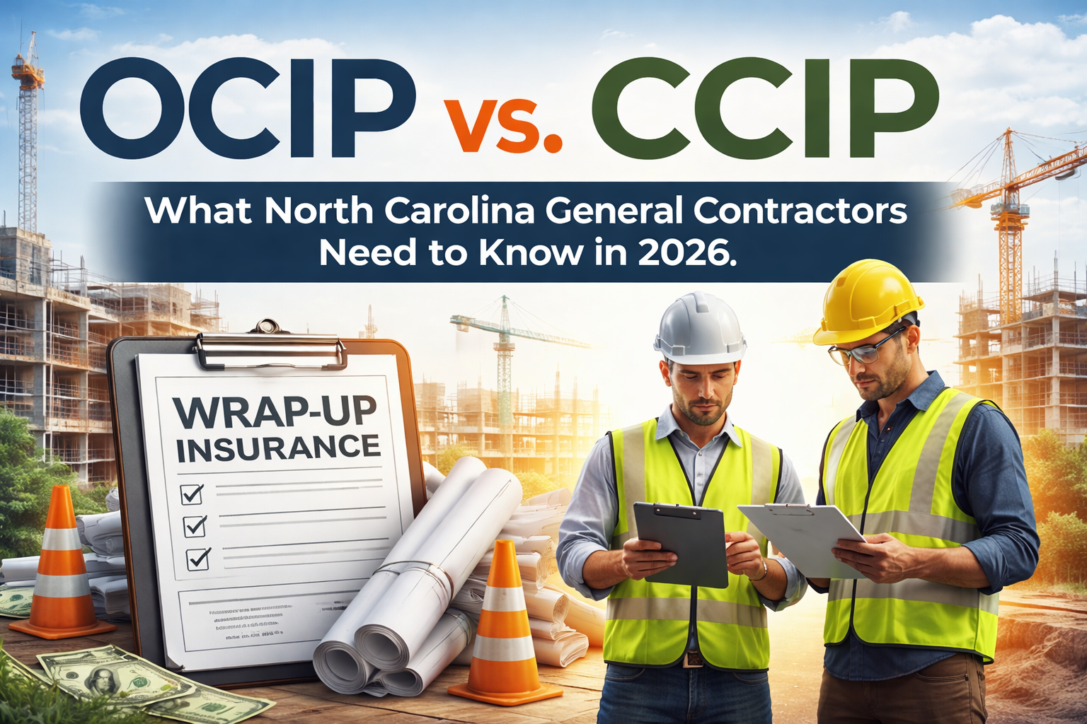 OCIP vs CCIP wrap-up policy comparison for North Carolina general contractors reviewing construction insurance documents