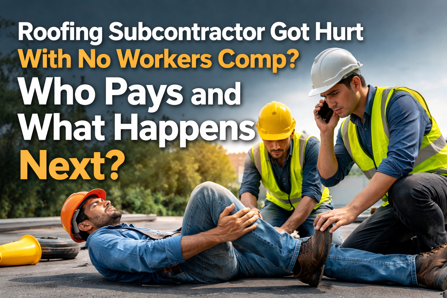 Roofing subcontractor injury with no workers comp showing a roofer injury, jobsite paperwork, certificates, and claim questions in North Carolina