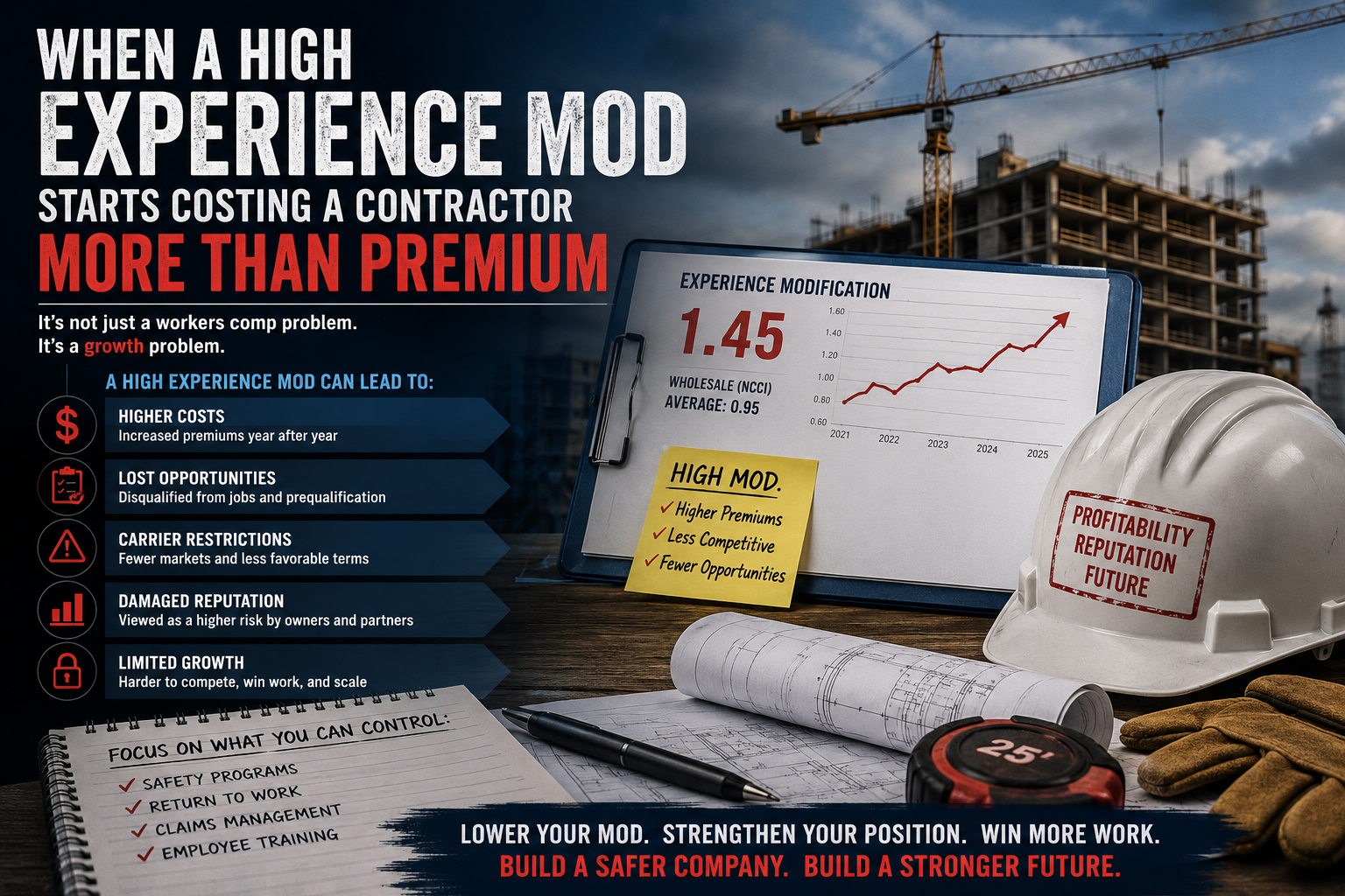 North Carolina contractor reviewing a high experience mod and workers compensation prequalification risk