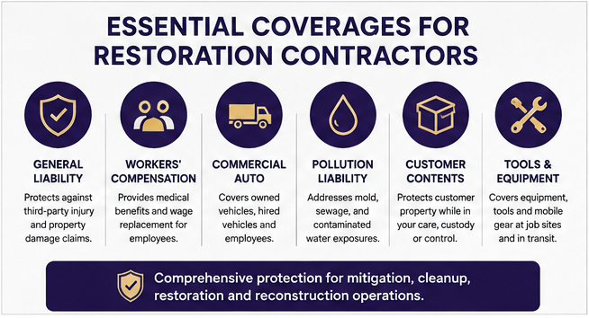 Key insurance coverages for restoration contractors