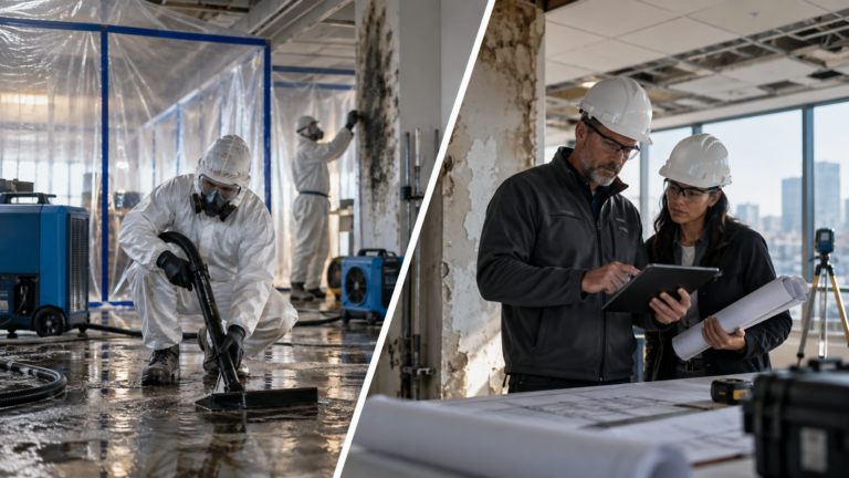 Pollution liability vs professional liability for restoration contractors reviewing mold and moisture mapping exposures