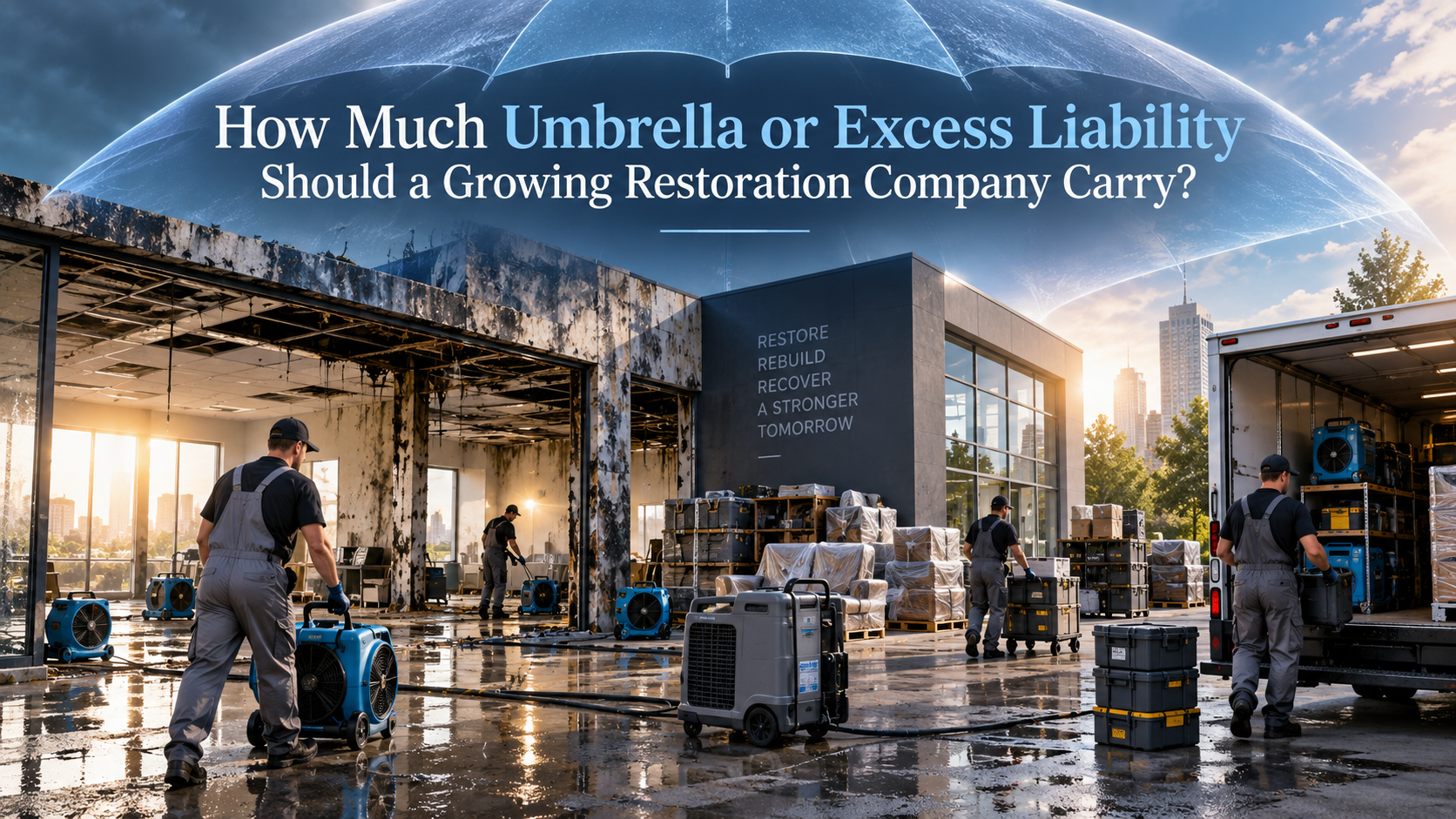 North Carolina restoration contractor reviewing umbrella and excess liability limits for commercial jobs, vehicles and remediation work